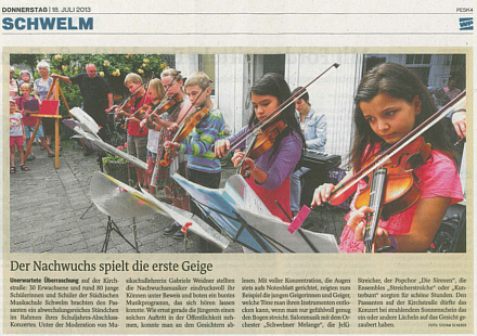 Quelle: Westfalenpost (Ausgabe vom 18.07.2013) - Schuljahres-Abschlusskonzert 2013